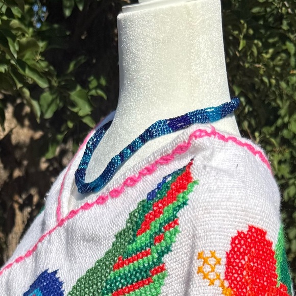 Handmade by Artist Light and Dark Blue Intricate Beaded Necklace - Picture 4 of 6